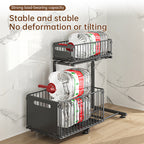2-tier pull-out cabinet organizer, adjustable kitchen basket, under-sink organizer, spice rack, drawer slide. eprolo