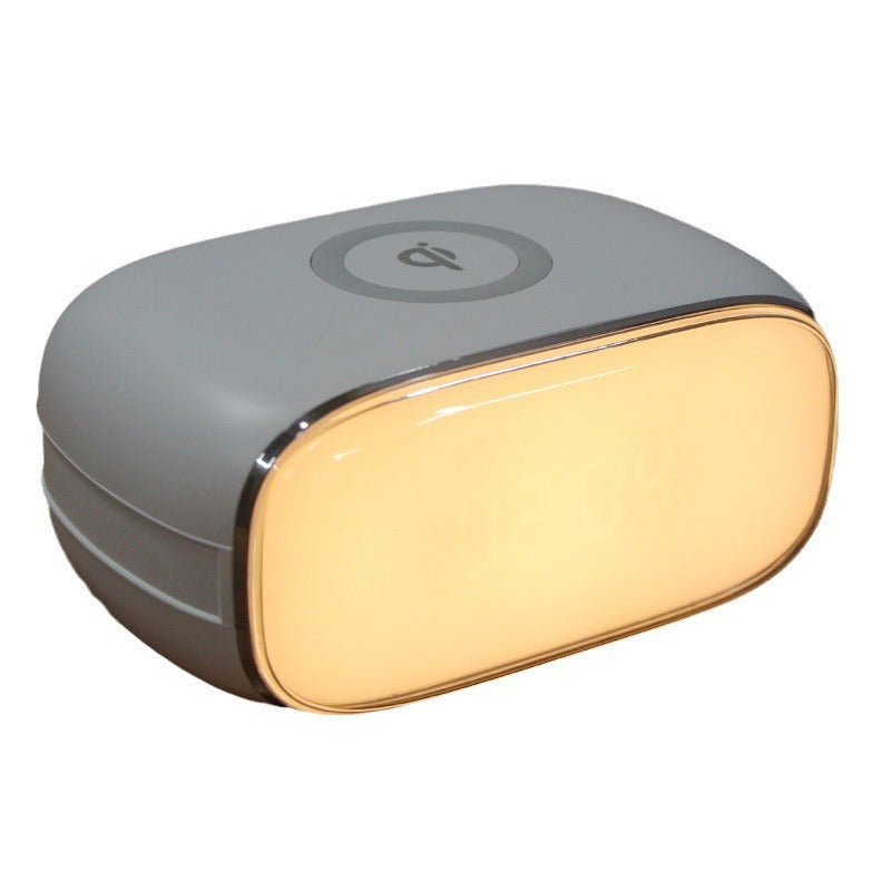 Creative wake-up alarm clock with QI wireless charging stylish atmosphere light clock sunset sleep night light table lamp eprolo