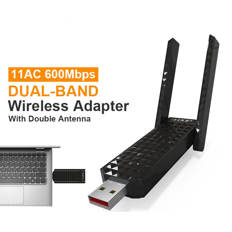 EDUP usb Wireless adapter 802.11ac 600mbps 5ghz wifi receiver double 2dbi antenna high speed network card