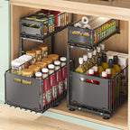 2-tier pull-out cabinet organizer, adjustable kitchen basket, under-sink organizer, spice rack, drawer slide. eprolo