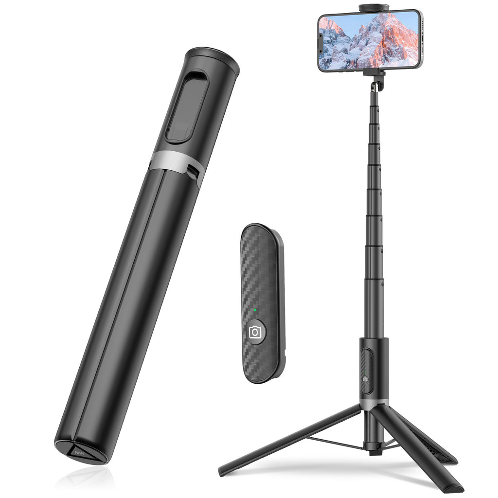 New 150cm Long Selfie Stick Tripod Carbon Fiber Plastic Detachable Remote Control AB202 Max Phone Compatibility Rotatable eprolo
