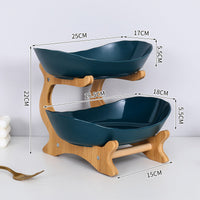 2-Tier Bamboo Fruit Stand for Kitchen, Space Saving Countertop Organizer with Ventilation to Keep Produce Fresh eprolo