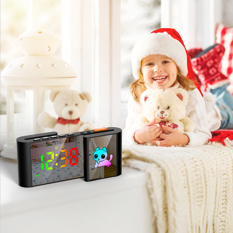 Creative S-shaped Dual-Screen RGB Colorful Alarm Clock, Adorable Cartoon Night Light Electronic Clock eprolo