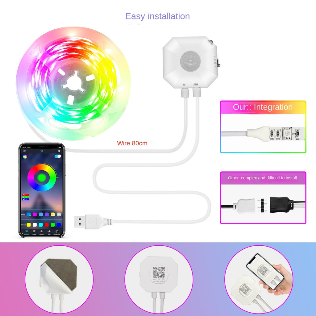Colorful Bluetooth App Human Body Sensing Bedside Lamp with USB 5V 5050 Bedroom Induction eprolo