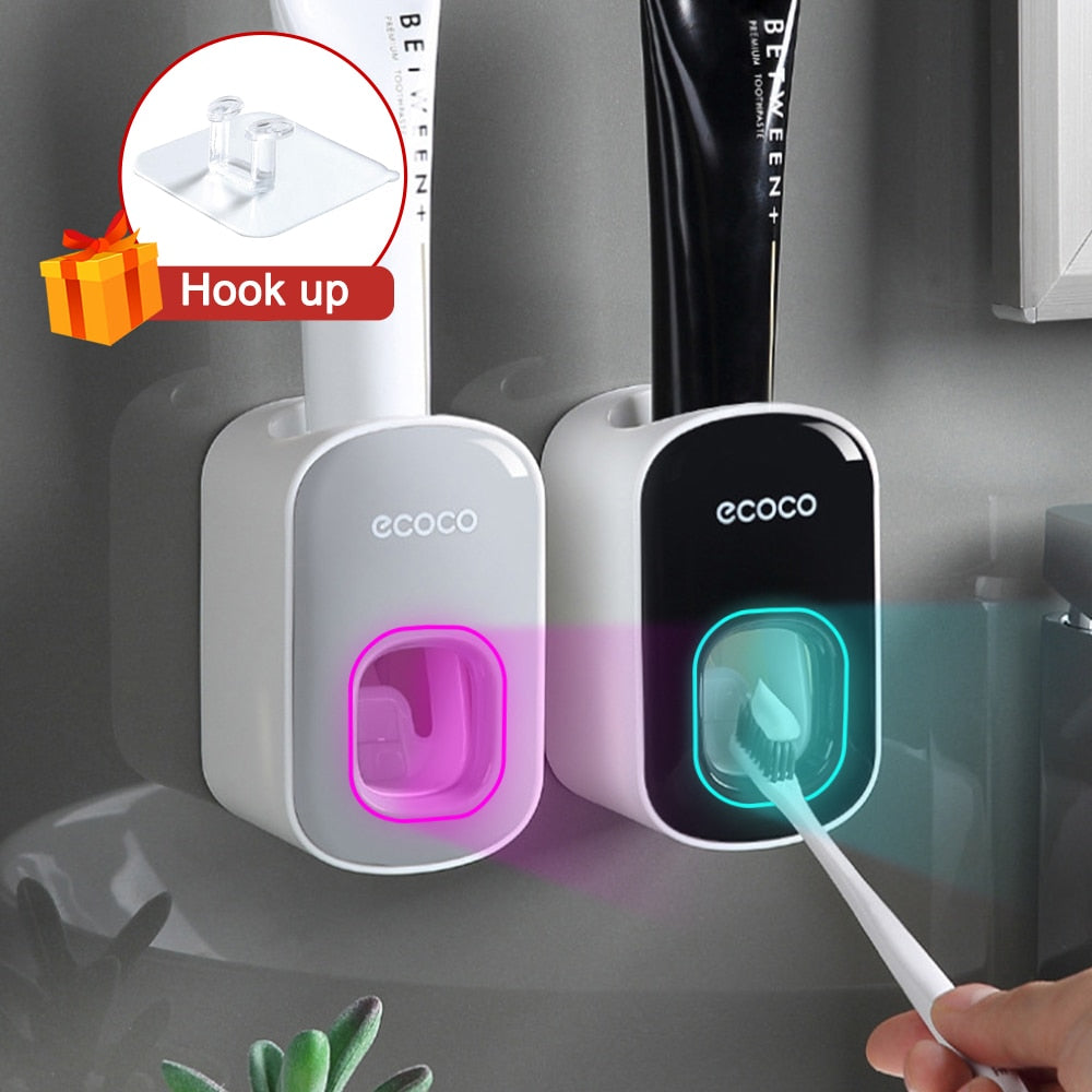 Automatic Toothpaste Dispenser Squeezers Toothpaste Tooth Dust-proof Toothbrush Holder Wall Mount Stand Bathroom Accessories Set eprolo