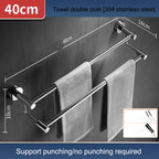 304 stainless steel towel rack, non perforated, bathroom towel double pole hanging rack, household towel rack eprolo