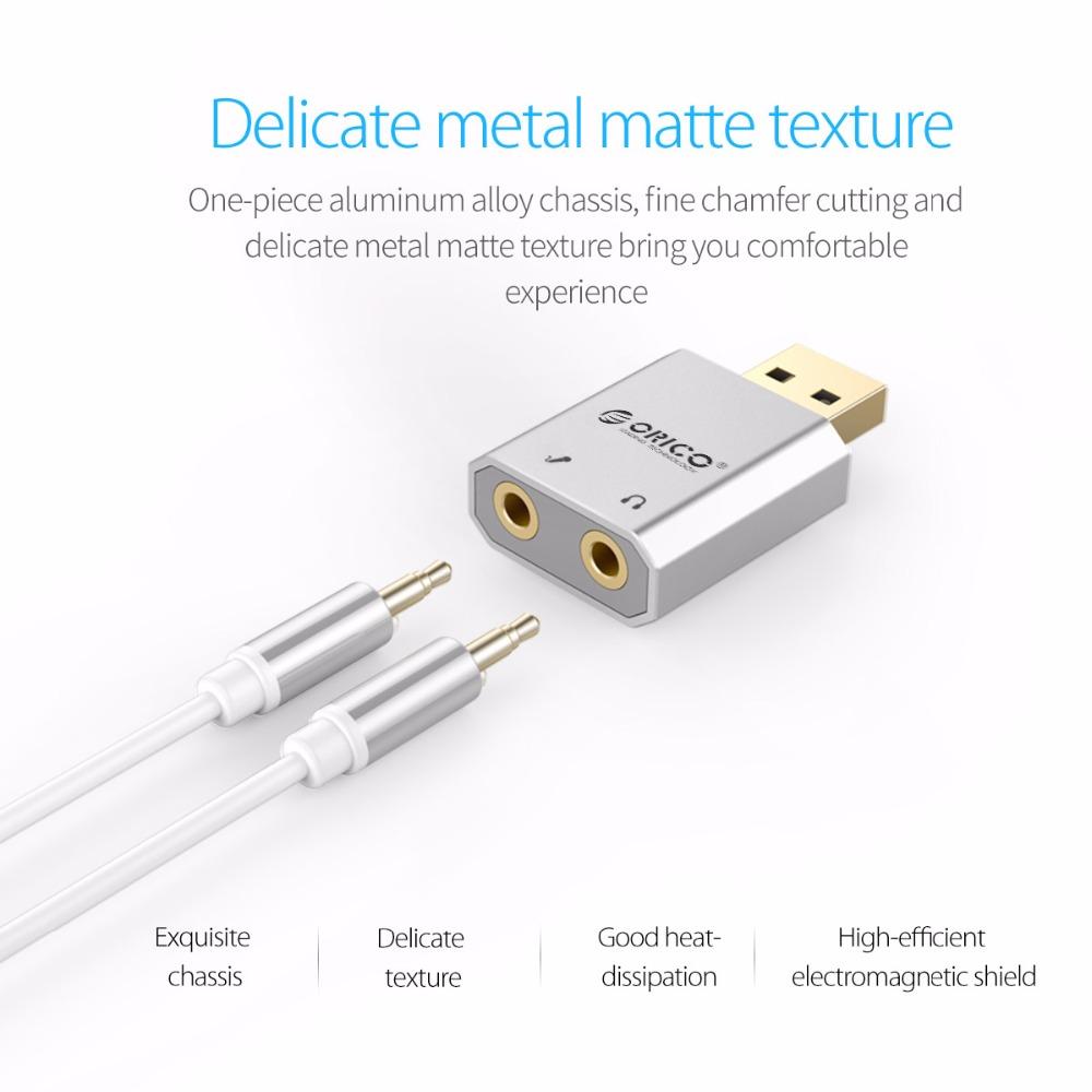 ORICO SK02 External USB Sound Card Stereo Mic Speaker Headset Audio Jack 3.5mm Mini Cable Adapter Free Drive For PC Laptop