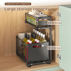 2-tier pull-out cabinet organizer, adjustable kitchen basket, under-sink organizer, spice rack, drawer slide. eprolo