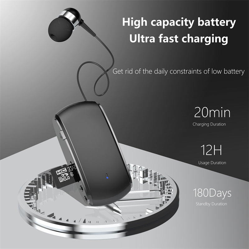 K68 New Collar style Bluetooth Earphones MP3 Earphones Wireless Telescopic Cable Single Ear Card Insertion Recording Earphones eprolo