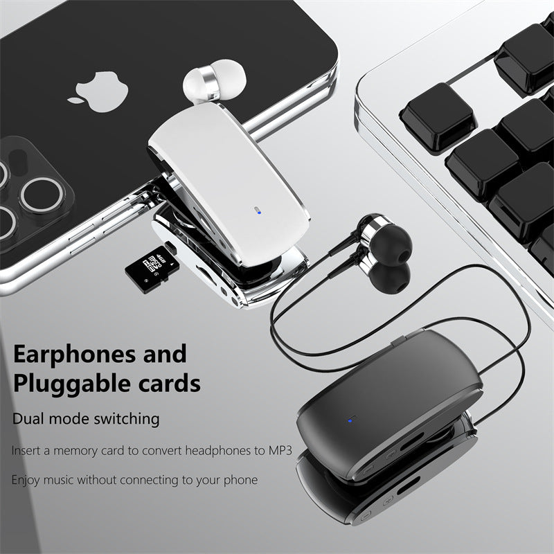 K68 New Collar style Bluetooth Earphones MP3 Earphones Wireless Telescopic Cable Single Ear Card Insertion Recording Earphones eprolo