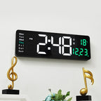 13/16 Inches Large LED Digital Wall Clock ,Wall Mounted Remote Control Temperature Date Week Display Timer Dual Alarm Clock