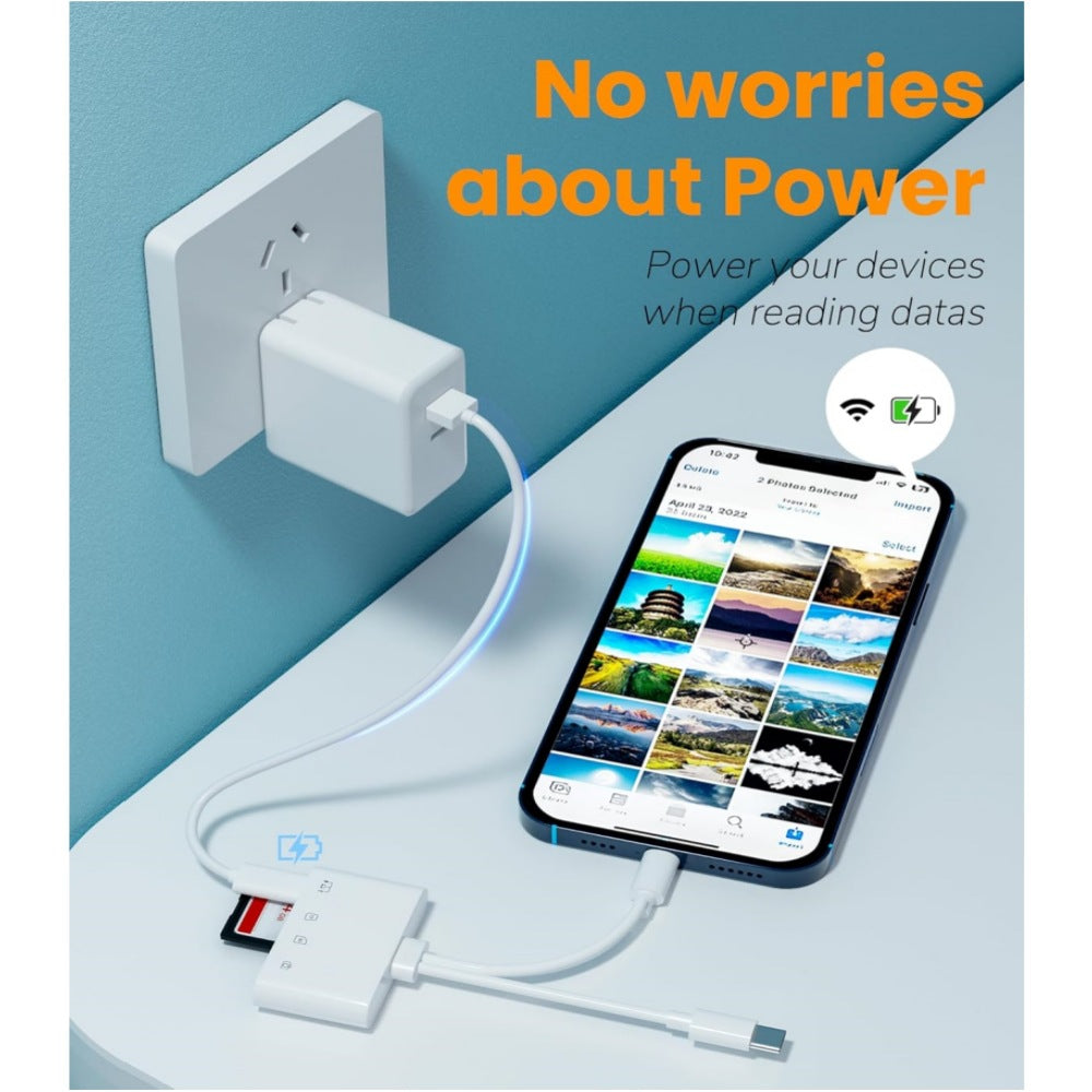 Dual line 4-in-1 mobile card reader suitable for Apple TypeC to TF/SD/USB/USB-C charging adapter eprolo