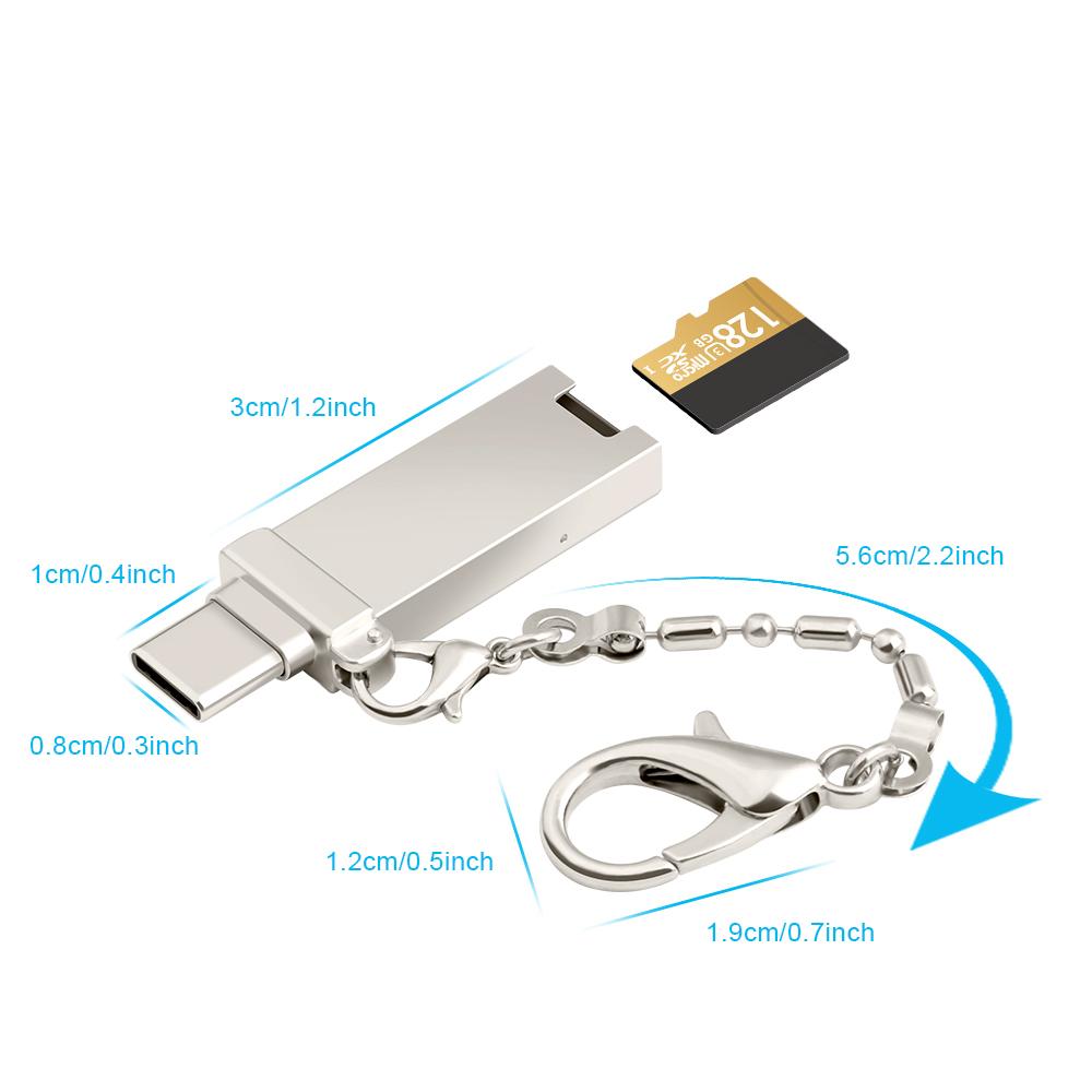 Rocketek typec high quality Aluminum super OTG USB 2.0 Type-C card reader Adapter type c TF/Micro SD for mac air/book imac