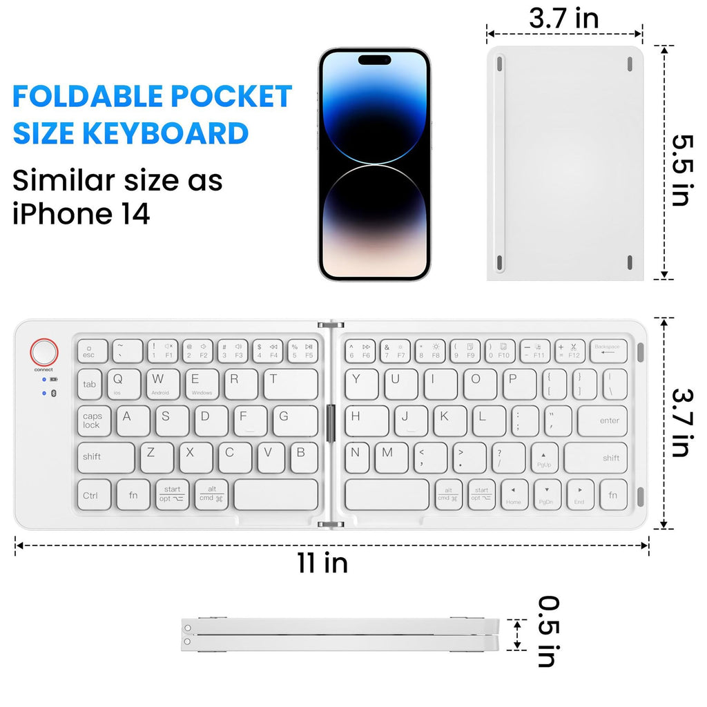 Ultra slim folding portable charging dual-mode Bluetooth keyboard with one click connection eprolo