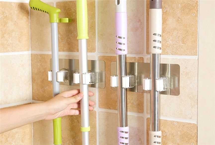 Wall Mounted Mop Organizer Holder Brush Broom Hanger Storage Rack Kitchen Tool Wall Housekeeper Random Colorful 17.8*7cm eprolo