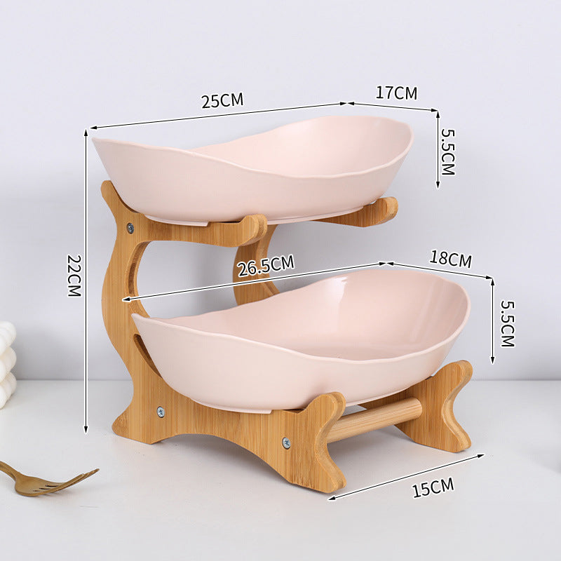 2-Tier Bamboo Fruit Stand for Kitchen, Space Saving Countertop Organizer with Ventilation to Keep Produce Fresh eprolo