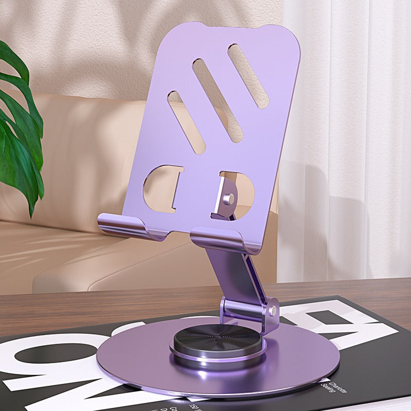 Aluminum alloy desktop phone holder with 360 degree rotation and folding, portable lazy all metal phone holder