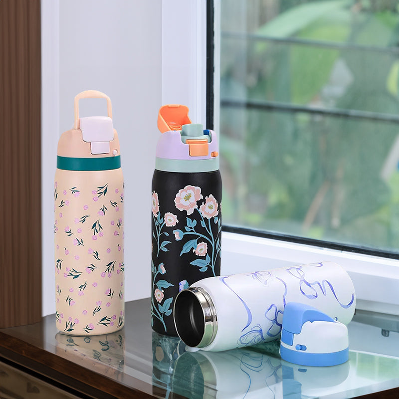 Fashionable Stainless Steel Insulated Bottle with Cartoon Patterns, Large-Capacity Jump Cup, Ideal for Outdoor Sports. eprolo
