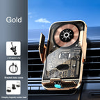 Gold C11 wireless phone holder charger with punk style transparent design, includes clip, data cable, and magnetic charging head.