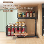 2-tier pull-out cabinet organizer, adjustable kitchen basket, under-sink organizer, spice rack, drawer slide. eprolo