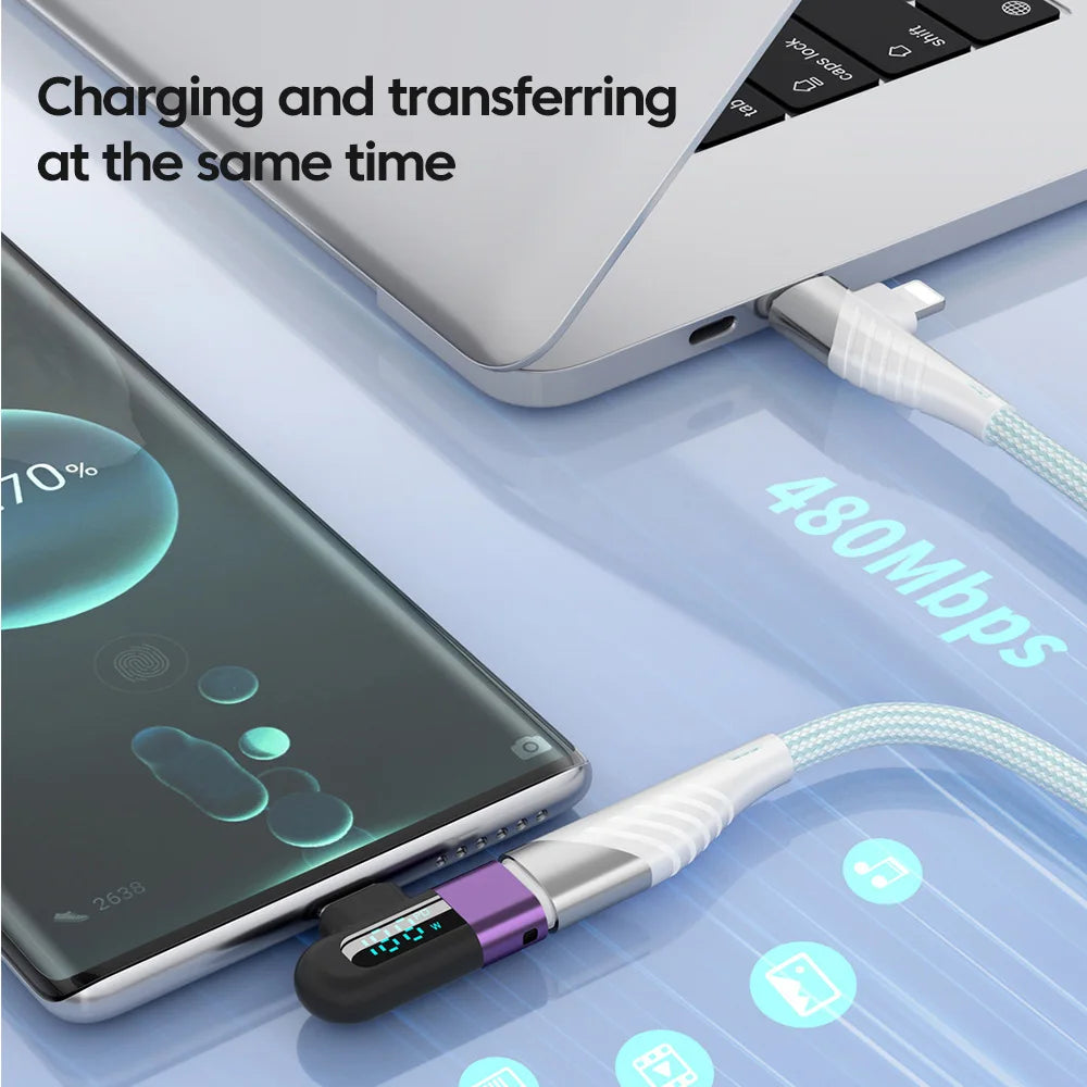 TG adapter 6A intelligent digital display supports 120W fast charging data cable, USB 2.0 port, Type-C adapter eprolo