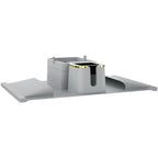 Gray silicone sofa coaster with gold-trimmed cup holder and tray, designed for stable drink placement on sofa armrests.