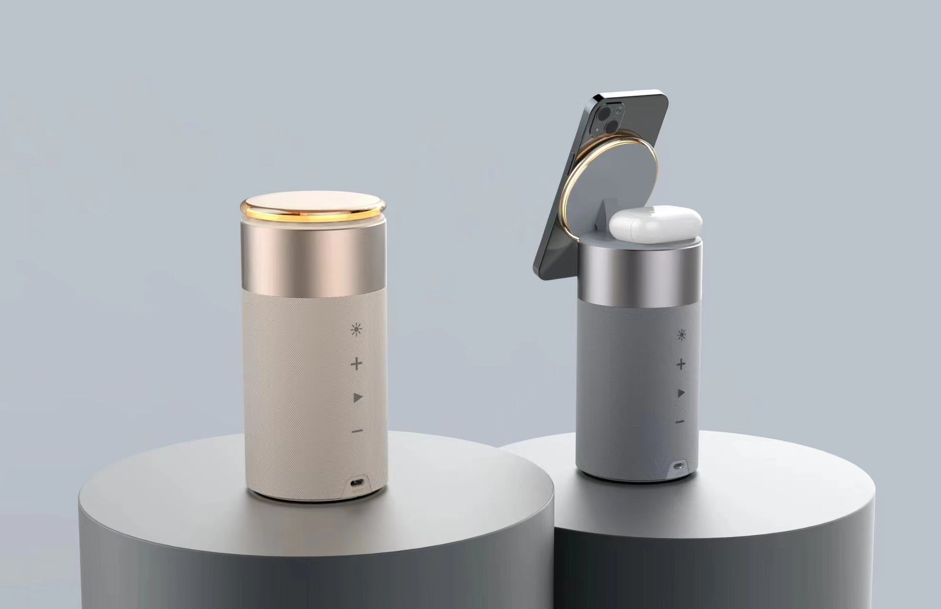 Magnetic wireless charging with Bluetooth speaker, adjustable night light, rechargeable headphones eprolo