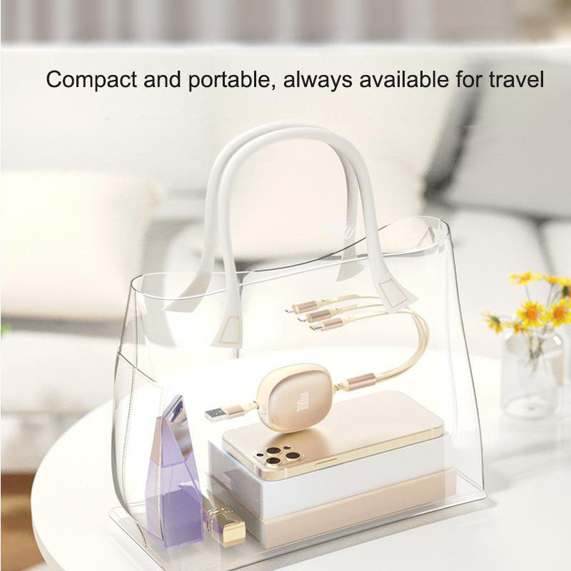 Aluminum alloy three in one telescopic data cable, super fast charging 100W portable one to three charging cable eprolo