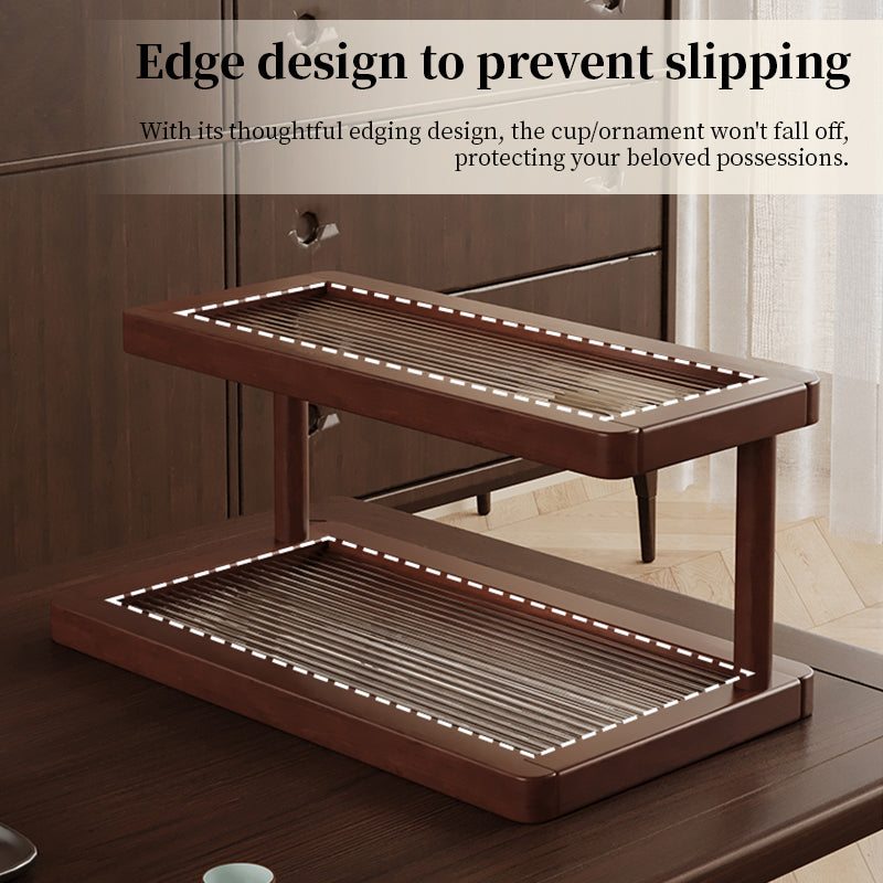 2-Tier Bamboo Spice & Cosmetic Organizer with Acrylic Base, Countertop Storage for Small Spaces eprolo