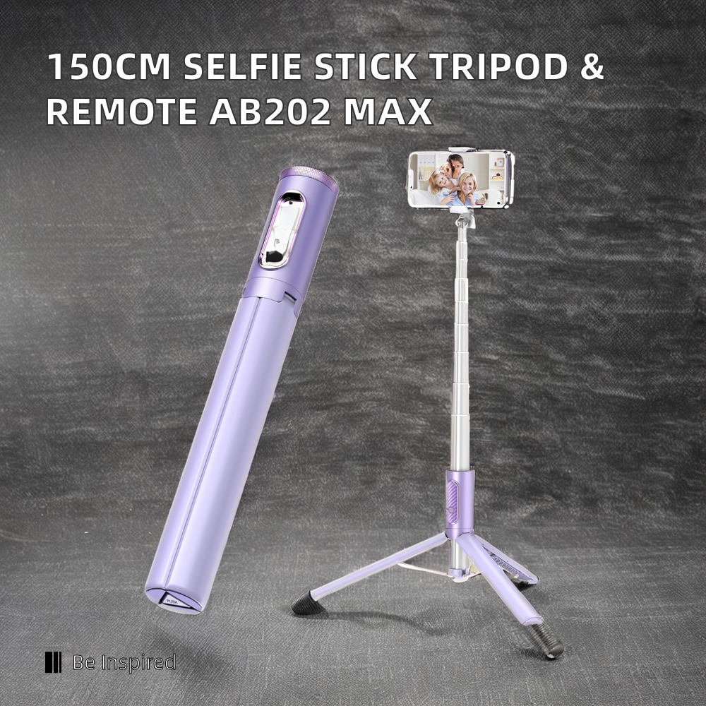 New 150cm Long Selfie Stick Tripod Carbon Fiber Plastic Detachable Remote Control AB202 Max Phone Compatibility Rotatable eprolo