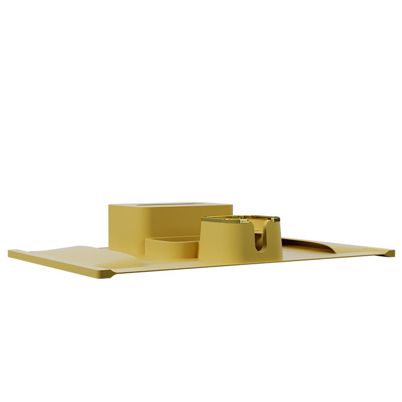 Yellow silicone sofa armrest cup holder with irregular modern design, ideal for holding beverages and organizing essentials on couches.