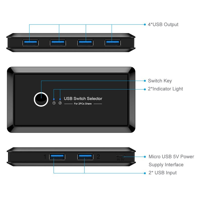 USB 3.0 printer sharer 4-port USB multi interface two computer switchers and splitters eprolo