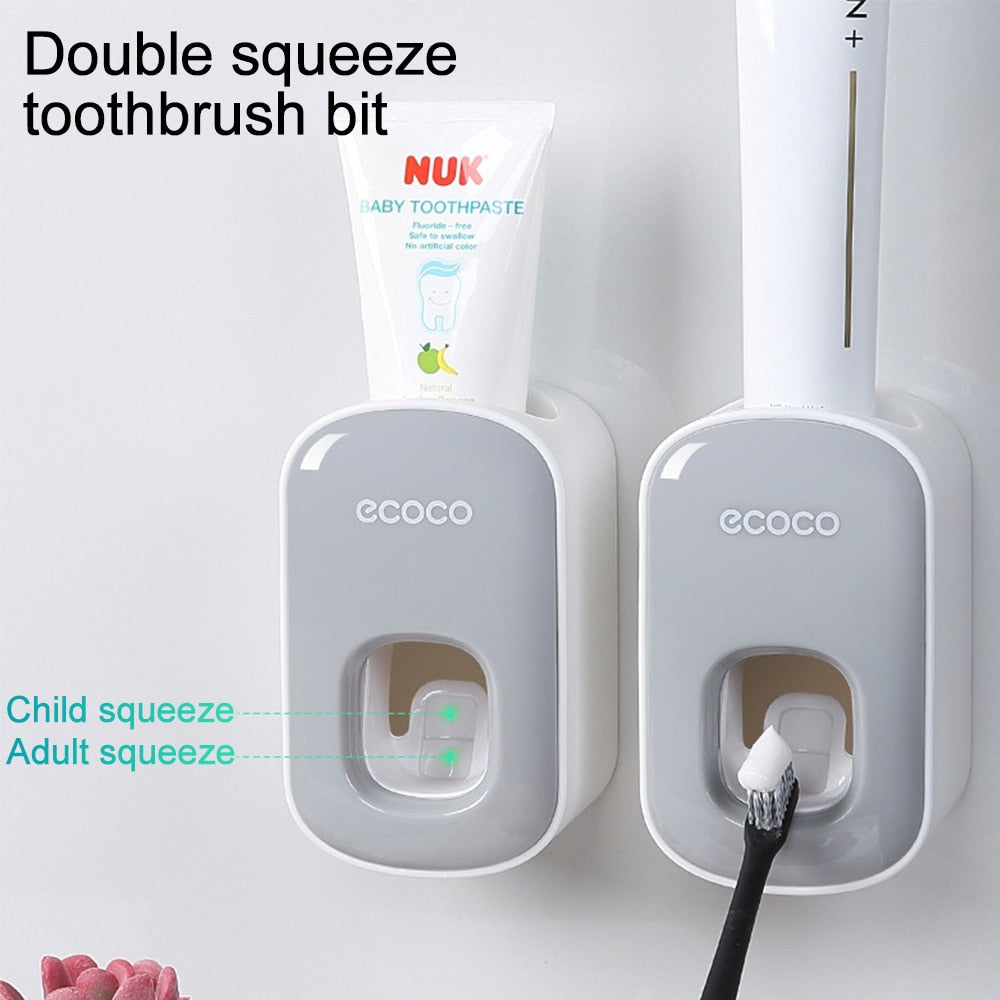 Automatic Toothpaste Dispenser Squeezers Toothpaste Tooth Dust-proof Toothbrush Holder Wall Mount Stand Bathroom Accessories Set eprolo