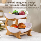 2-Tier Bamboo Fruit Stand for Kitchen, Space Saving Countertop Organizer with Ventilation to Keep Produce Fresh eprolo