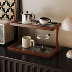 2-Tier Bamboo Spice & Cosmetic Organizer with Acrylic Base, Countertop Storage for Small Spaces eprolo