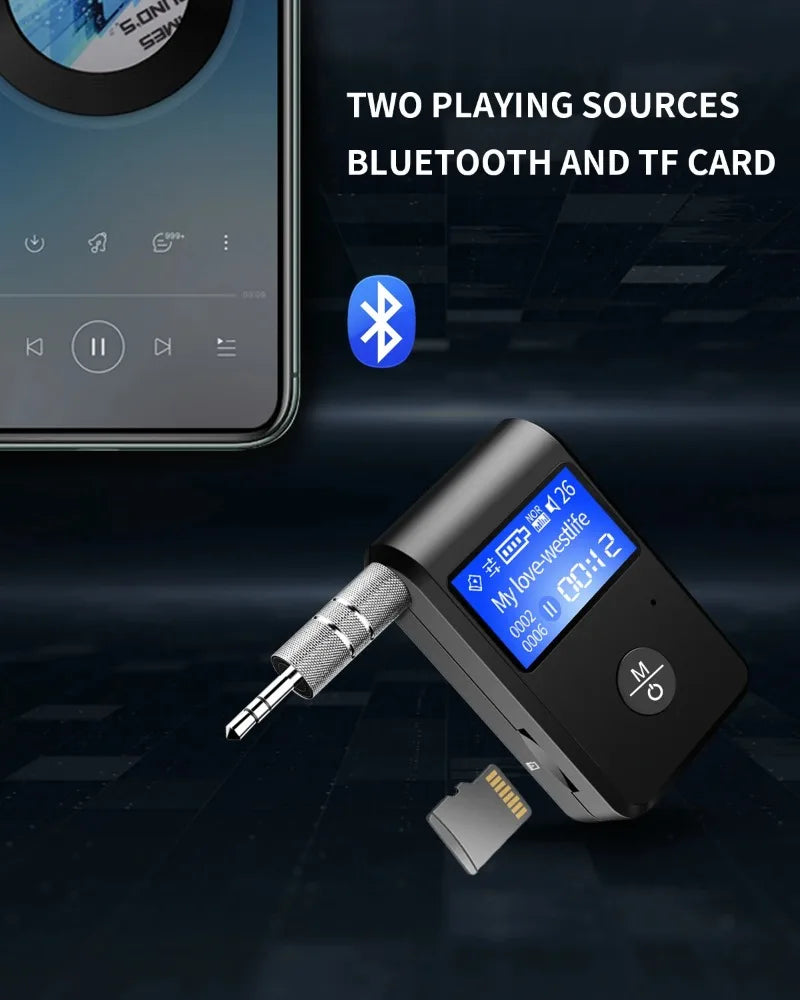 LED car Bluetooth 5.0 audio receiver 3.5 Bluetooth converter AUX call Bluetooth adapter eprolo