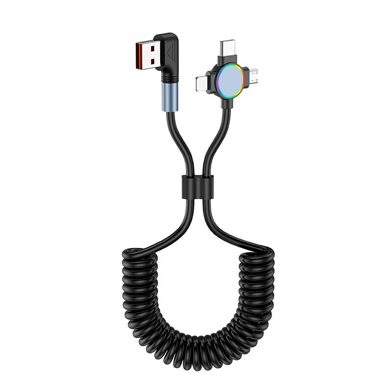 Three in one spring data cable suitable for Huawei Apple 15 Android Carplay streaming light car retractable fast charging cable eprolo