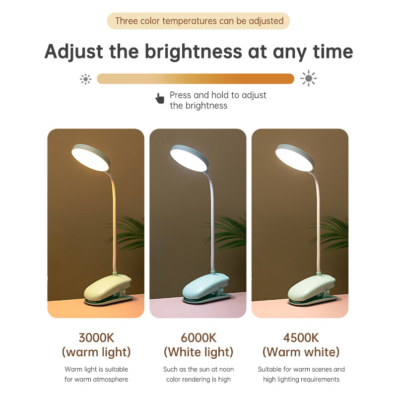Table Lamp Eye Protection Desk Rechargeable Plug-In Dual Purpose Clamp Table Lamp Dormitory Bedroom Learning LED Bedside eprolo