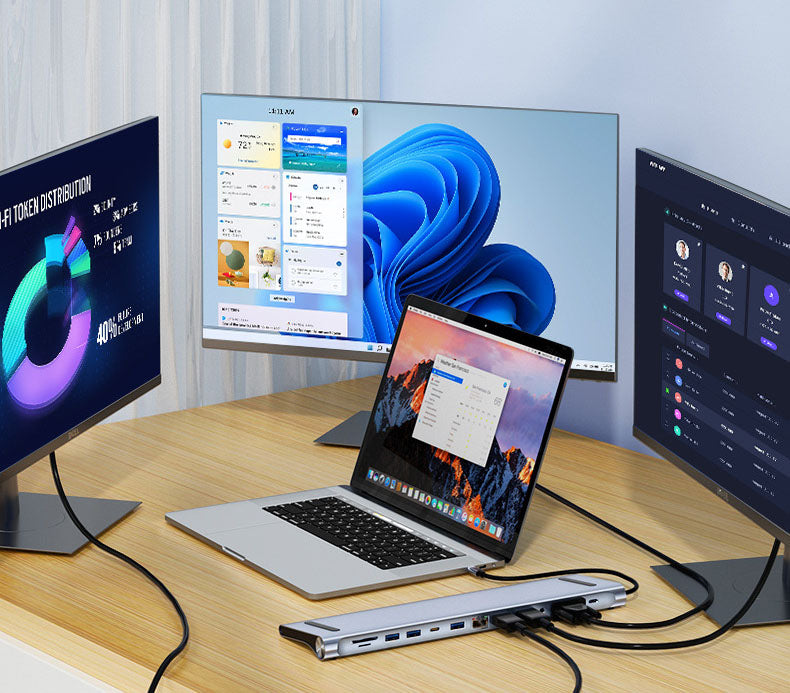 Dual HDMI docking station 12 in 1 high-definition MST USB HUB multi screen display type-c docking station eprolo