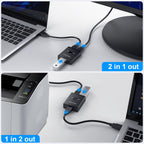 USB 3.0 HUB printer computer sharer 1 in 2 out/2 in 1 out USB 3.0 splitter