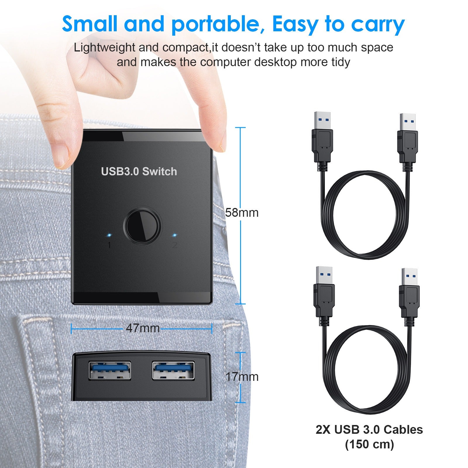 USB 3.0 HUB printer computer sharer 1 in 2 out/2 in 1 out USB 3.0 splitter