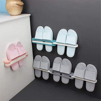 Bathroom Slippers Rack Wall Mounted Shoe Organizer Rack Folding Shoe Hanger Self Adhesive Storage Holder for Bedroom Shower Room eprolo