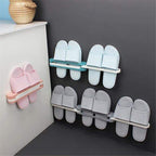 Bathroom Slippers Rack Wall Mounted Shoe Organizer Rack Folding Shoe Hanger Self Adhesive Storage Holder for Bedroom Shower Room eprolo
