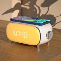 Creative wake-up alarm clock with QI wireless charging stylish atmosphere light clock sunset sleep night light table lamp eprolo