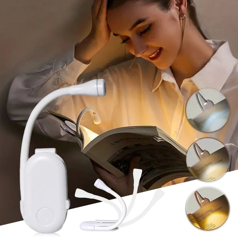 Book Light Reading Lights for Books in Bed Led Book Night Lamp Rechargeable 3 Color Stepless Brightness Clip on Reading Lamp eprolo