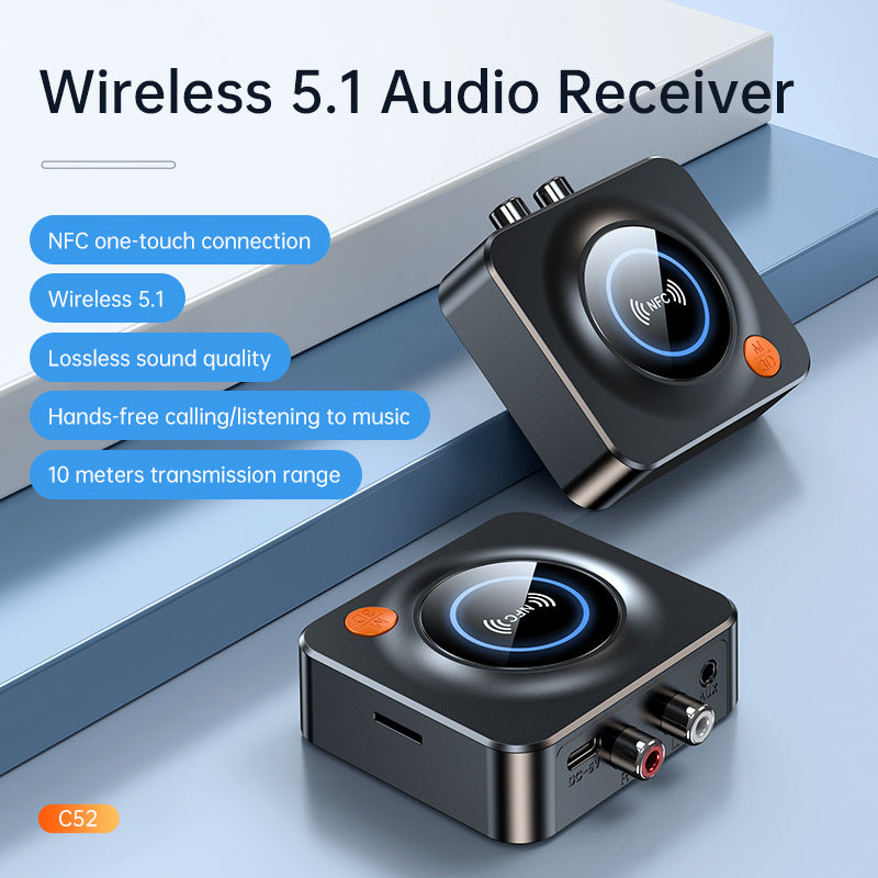 C52 Bluetooth Adapter Bluetooth 5.1 Audio Receiver TV Audio Adapter Supports NFC Connection eprolo