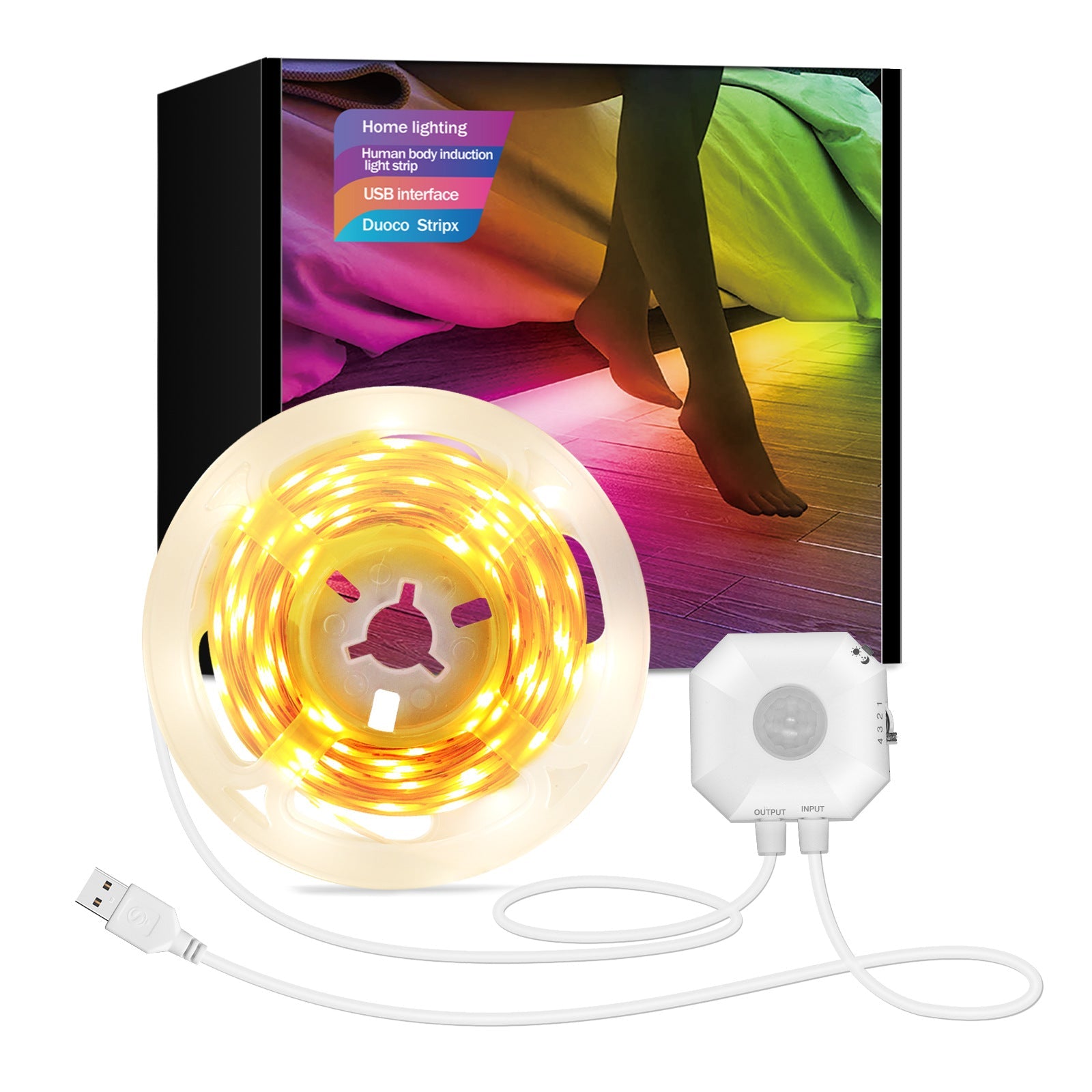 Colorful Bluetooth App Human Body Sensing Bedside Lamp with USB 5V 5050 Bedroom Induction eprolo