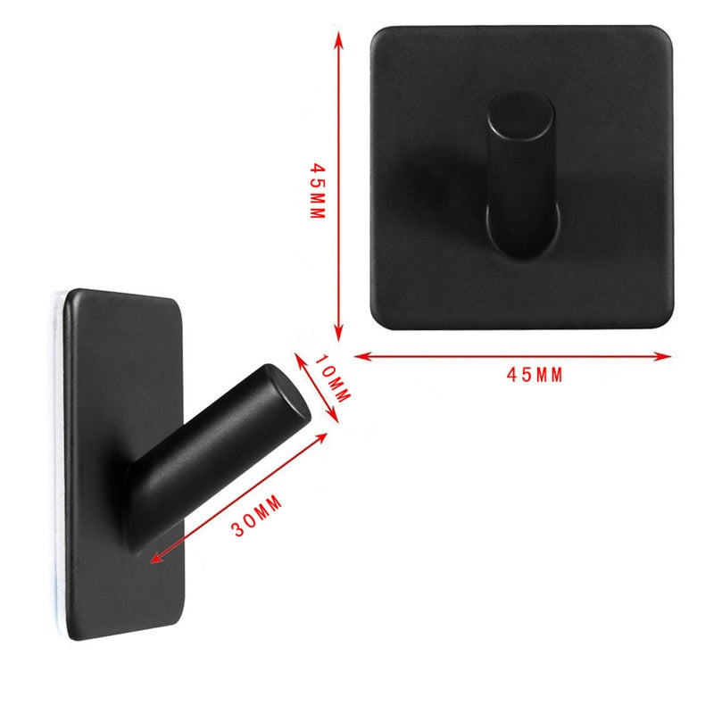 SUS304 Black Robe Hook Wall Hook Towel Hook for Bathroom Stainless Steel Coat Hook Rustproof Hook Hanger for Kitchen Hardware eprolo