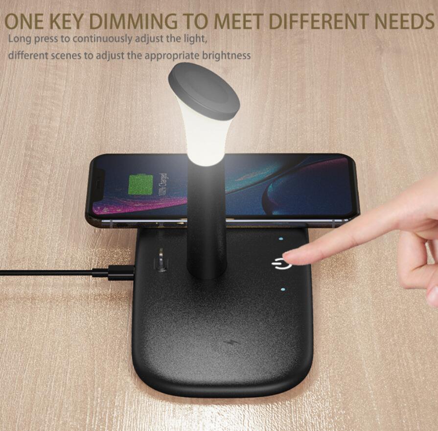 15W Qi Fast Wireless Charger For iPhone 12 11 XR X 8 Apple Watch 5 in 1 With Light Lamp Charging Dock Station Airpods Pro iWatch