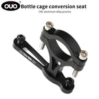 CNC aluminum Bicycle Water Bottle Holder Extension Converter Mount by OUO, designed for mountain and sports bikes.